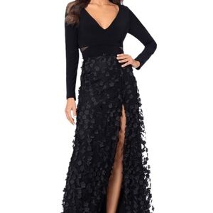 Xscape Black Long Sleeve Dress